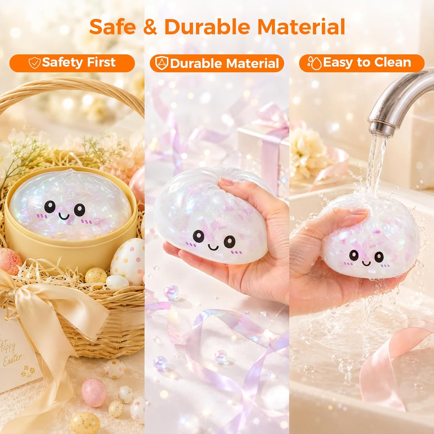 Dumpling Squishy Mystery Box, Random 1 of 14 Colors, Cute Squishy Dumpling Toy, Soft Stretchy Squeeze Toy, Sensory Fidget Toys for Anxiety Relief, Perfect for Party Favors, Birthday Gifts & Desk Toys