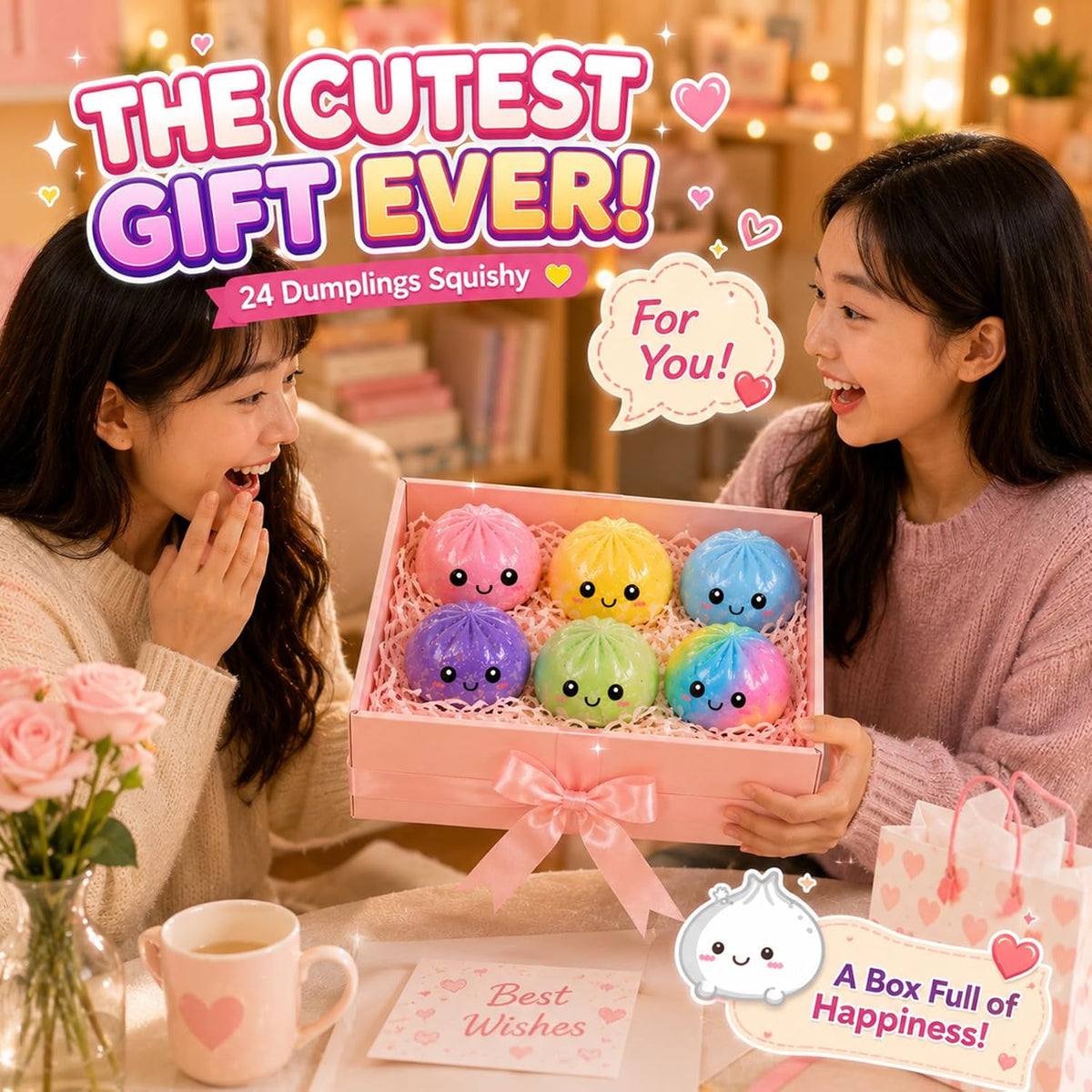 Dumpling Squishy Mystery Box – Stress Relief Sensory Toy with 24 Mystery Colors